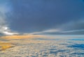 aerial view from the plane window Beautiful halo in the sky