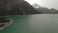 Aerial view Plansee lake in Austrian Alps. See Tirols Plansee. Plansee im Bezirk Reutte, Tirol, Osterreich innerhalb der