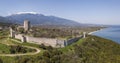 Aerial view of the Platamon Castle in the nothern Greece