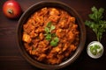 aerial view of a plate of chicken vindaloo