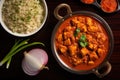 aerial view of a plate of chicken vindaloo