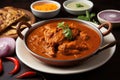 aerial view of a plate of chicken vindaloo