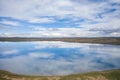 Aerial view of plateau lake and beautiful reflection