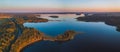 Aerial view of Plateliai lake, the biggest lake in Samogitia. It is the central attraction in the Zemaitija National Royalty Free Stock Photo