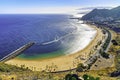 Aerial view on Playa de Las Teresitas. Famous beach on the north of Tenerife island, near Santa Cruz. Only one beach Royalty Free Stock Photo