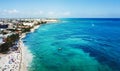 Aerial view of Playa del Carmen public beach in Quintana roo, Me
