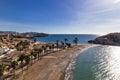 Aerial view of Playa del Castellar & Playa de Nares in Puerto de Mazarron, Spain. Royalty Free Stock Photo
