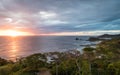 View of the pacific coastline of Nicaragua from above. Playa Maderas at sunset Royalty Free Stock Photo