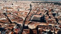 Aerial view of Plaza Mayor in Madrid,Spain. Plaza Mayor is a central plaza in the city of Madrid. Beautiful sunny day in city, Royalty Free Stock Photo