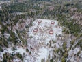 Aerial view of first nuclear missile base of Soviet Union in Lithuania territory