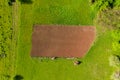 Aerial view of a plowed agricultural field Royalty Free Stock Photo