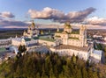 Aerial view of Pochaev Monastery, Orthodox Church, Pochayiv Lavra, Ukraine.