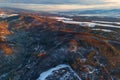 Aerial view of Podpolanie region near Cacin village region during winter from air balloon