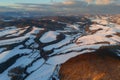 Aerial view of Podpolanie region near Cerin village region during winter from air balloon