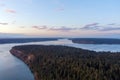 Aerial view of Point Defiance in Tacoma, Washington at sunset Royalty Free Stock Photo