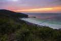 Aerial view point sea sand beach landmark with twilight sky sunset at koh larn travel island pattaya Thailand