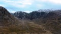 Aerial view of Poisen Glen next to Mount Errigal, the highest mountain in Donegal - Ireland.