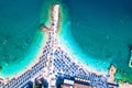 Aerial view of Poli Mora turquoise sand beach in Selce