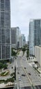 Aerial View of Police Blocking Traffic on Brickell Avenue Bridge in Miami