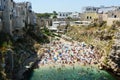 Aerial view of Polignano a mare beach and cliffs, Apulia, southern Italy Royalty Free Stock Photo
