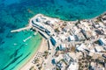 Aerial view of Pollonia town. Milos island, Greece Royalty Free Stock Photo