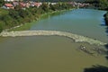 Aerial view of the polluted Ruzin reservoir in Slovakia Royalty Free Stock Photo