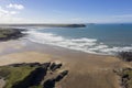 Aerial view of Polzeath beach, Cornwall