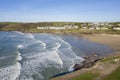 Aerial view of Polzeath beach, Cornwall Royalty Free Stock Photo