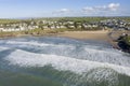 Aerial view of Polzeath beach, Cornwall Royalty Free Stock Photo