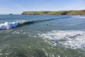 Aerial view of Polzeath beach, Cornwall Royalty Free Stock Photo