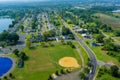 Aerial view of pond near the Sayreville New Jersey small American town residential community Royalty Free Stock Photo