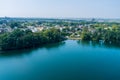 Aerial view of pond near the Sayreville New Jersey small American town residential community Royalty Free Stock Photo