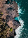 Aerial view of Pont Naturel Mauritius. Natural stone bridge, atraction of southern coastline in Mauritius. Royalty Free Stock Photo