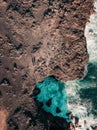 Aerial view of Pont Naturel Mauritius. Natural stone bridge, atraction of southern coastline in Mauritius. Royalty Free Stock Photo