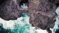 Aerial view of Pont Naturel Mauritius. Natural stone bridge, atraction of southern coastline in Mauritius. Royalty Free Stock Photo