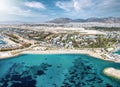 Aerial view of the popular Glyfada coast, south Athens Royalty Free Stock Photo