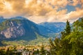 Aerial view at the popular touristic landmark Riva del Garda village at lake Garda, Italy. on a beautiful summer day Royalty Free Stock Photo