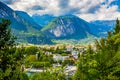 Aerial view at the popular touristic landmark Riva del Garda village at lake Garda, Italy. on a beautiful summer day Royalty Free Stock Photo