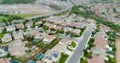 Aerial View of Populated Neigborhood Of Houses With Tilt-Shift Blur Royalty Free Stock Photo