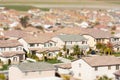 Aerial View of Populated Neigborhood Of Houses With Tilt-Shift Blur Royalty Free Stock Photo