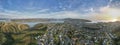 Aerial view of Porirua, small rural town, suburb of Wellington, New Zealand