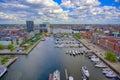 Aerial view of the port and docks in Antwerp, Belgium Royalty Free Stock Photo