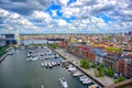 Aerial view of the port and docks in Antwerp, Belgium Royalty Free Stock Photo