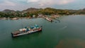 Aerial view port of lembar ferry container ship