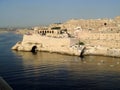 Aerial view port Malta on a clear sunny day amid blue skies. Picture from cruise liner while travelling Royalty Free Stock Photo