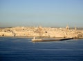 Aerial view port Malta on a clear sunny day amid blue skies. Picture from cruise liner while travelling Royalty Free Stock Photo