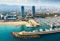 aerial view of Port Olimpic from helicopter. Barcelona Royalty Free Stock Photo