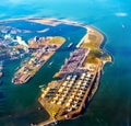 Aerial view of the Port of Rotterdam and the Maasvlakte, its extension. The Netherlands Royalty Free Stock Photo