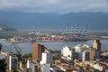 Aerial view of Port of Santos and Santos City - Santos, Sao Paulo, Brazil Royalty Free Stock Photo