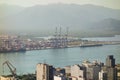 aerial view of Port of Santos international terminal, Sao Paulo coast, Brazil Royalty Free Stock Photo